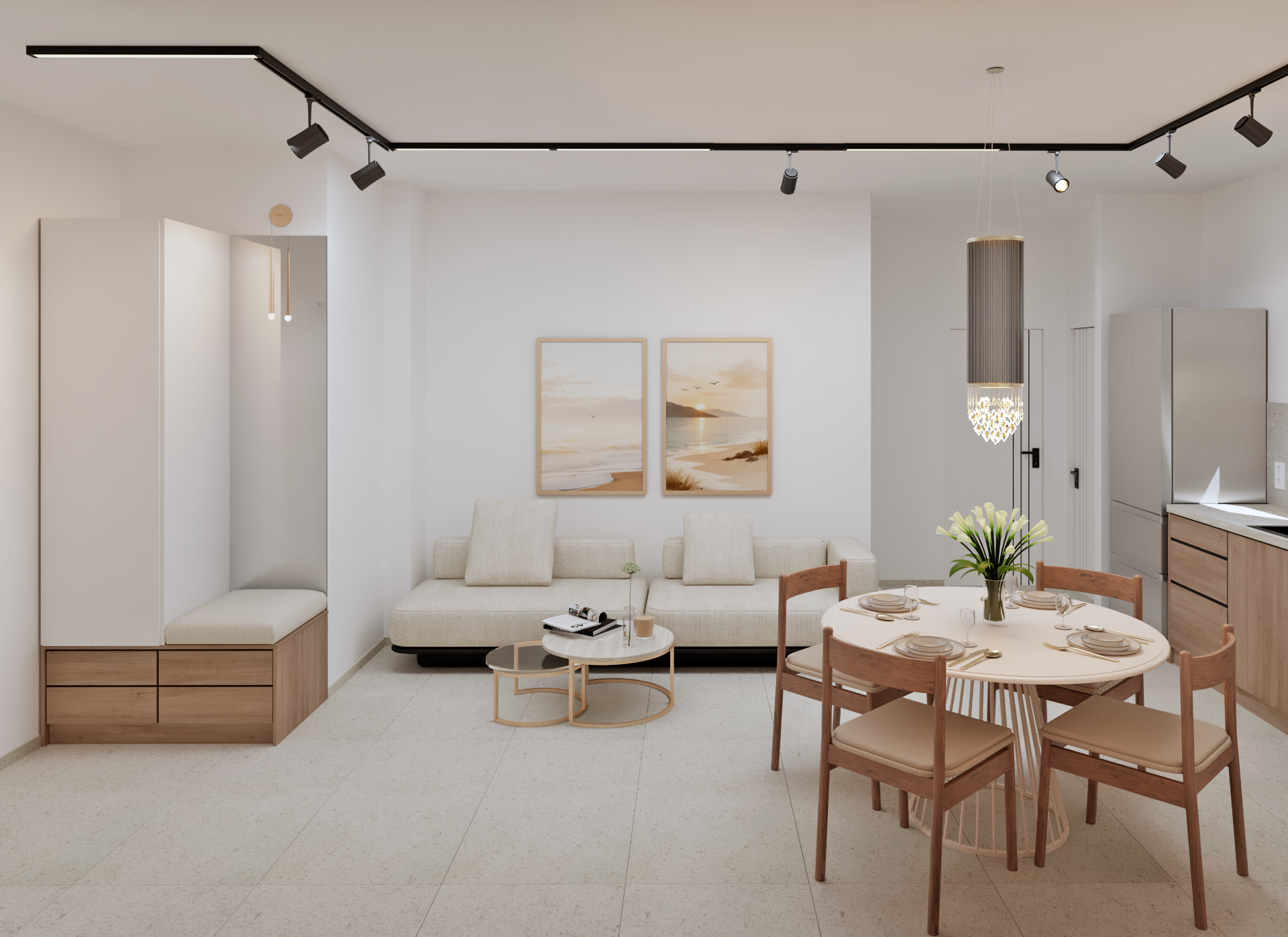 Interior design στο Ρέθυμνο - Σχεδιασμός εσωτερικής εισόδου και τραπεζαρίας.